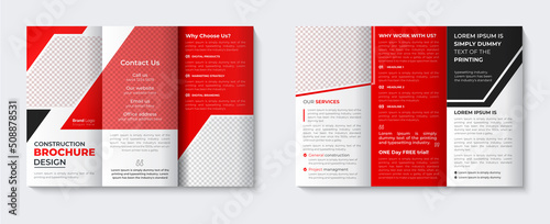 Trifold brochure template layout and real estate company profile cover page design with online creative  annual report catalogue for business agency