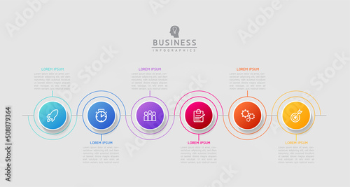 Vector illustration, infographics design, template, marketing, information, with 6 options or steps