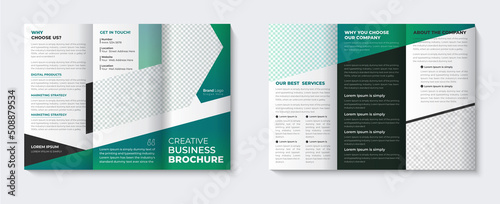 Trifold brochure template layout and booklet company profile cover page design with online creative  annual report catalogue for business agency