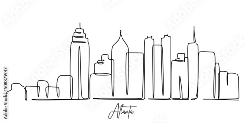 Single continuous stroke drawing of Atlanta drawing. Can be used for poster, wall decoration, travel advertising and concept.