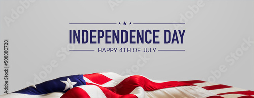 Authentic Banner for Independence Day with USA Flag and White Background.