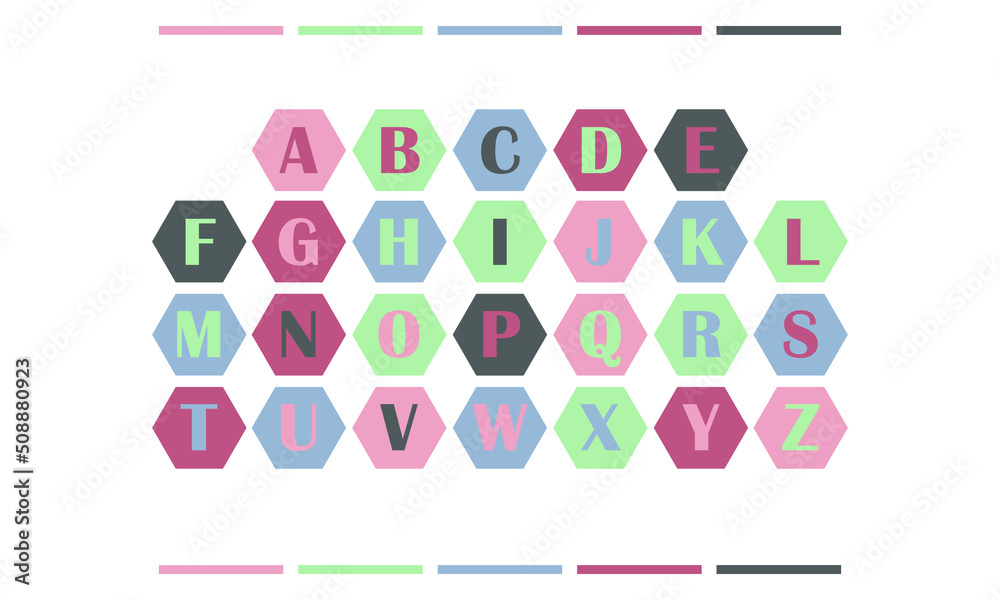Alphabet set of polygon shapes