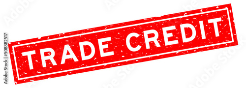 Grunge red trade credit word square rubber seal stamp on white background