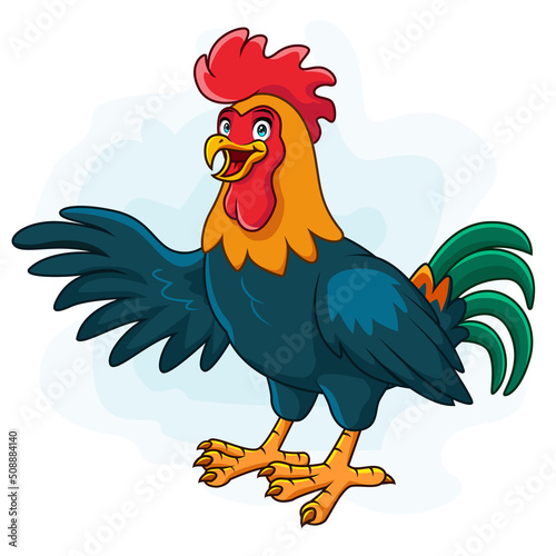 A cute rooster cartoon isolated on white background
