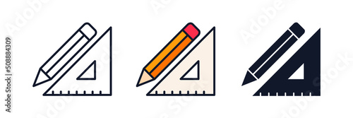 ruler and pencil icon symbol template for graphic and web design collection logo vector illustration