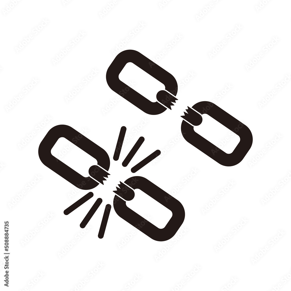 broken chain link vector icon. Wreck chain link icon broken chain link vector icon. Wreck chain link icon