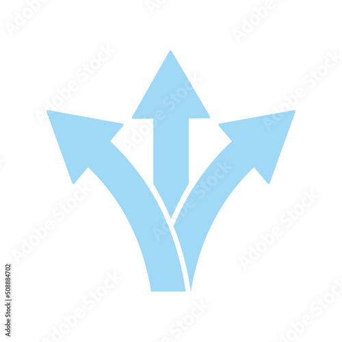 3 way direction icon. 3 way arrows vector icon. Arrows direction icon symbol