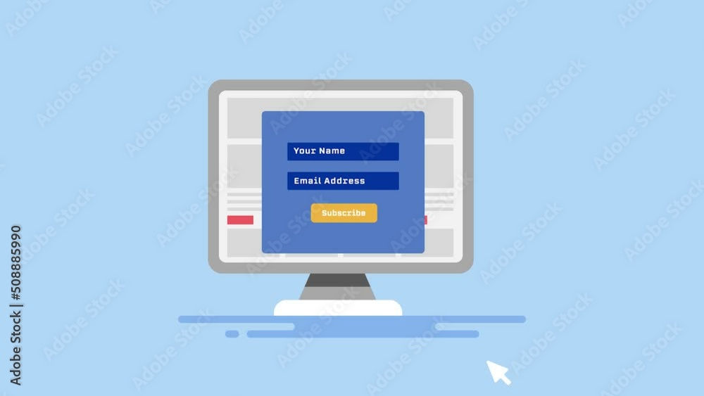 Email marketing, customer list building, collecting user data with email opt-in software, digital marketing conceptual 2d animation 4k video clip. Email marketing, customer list building, collecting user data with email opt-in software, digital marketing conceptual 2d animation 4k video clip.