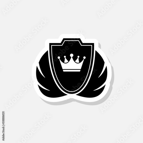 Shield wing crown heraldic emblem sticker icon sign for mobile concept and web design