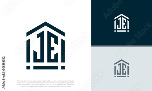 Simple Initials JE logo design. Initial Letter Logo. Shield logo.