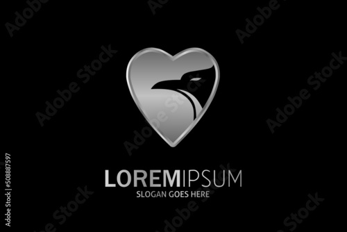 The logo of love and the head of the eagle inside, suitable for in any media related to the day of affection