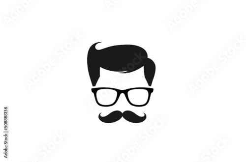 Slika na platnu Creative Adult Geek Moustache Logo Vector Design Icon Illustration
