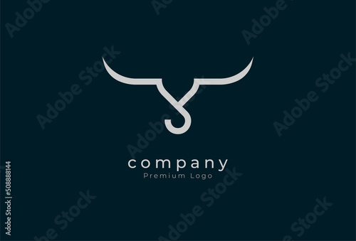 Initial Y horn Logo, minimalist letter Y with horn design logo, vector illustration