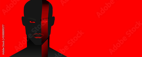 Abstract artistic portrait of black man, vector illustration