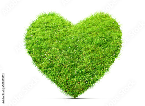 green leaves in heart shape isolated 3D illustration
