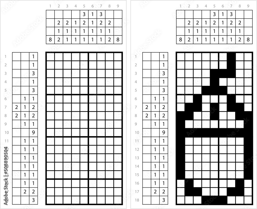 Fototapeta premium Computer Mouse Icon Nonogram Pixel Art M_2206001