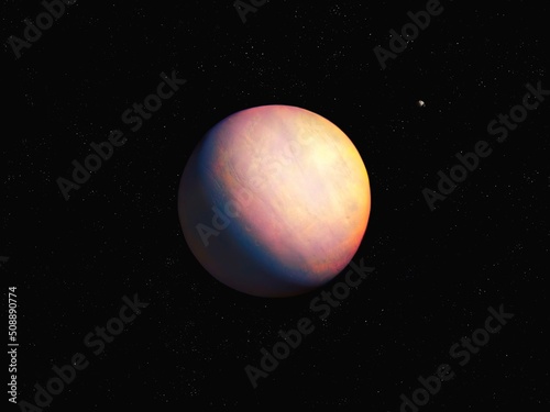 Extraterrestrial alien planet in deep space with stars. Beautiful distant exoplanet.