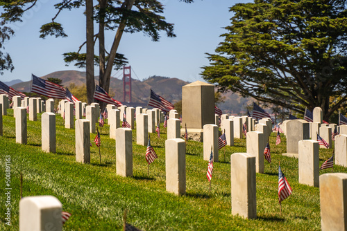 San Francisco National Cemetery decorated for Memorial Day. photo