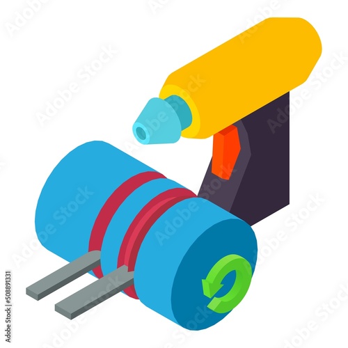 Welding tool icon isometric vector. Manual welding torch and grooving process. Gas torch burner, professional industrial equipment