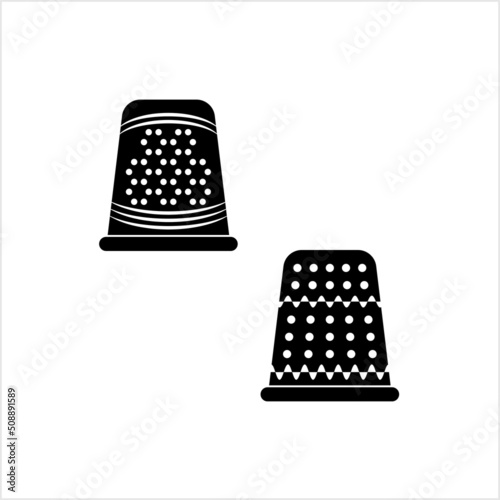 Thimble Icon, Sewing Tool, Hard Pitted Cup For Finger Protection