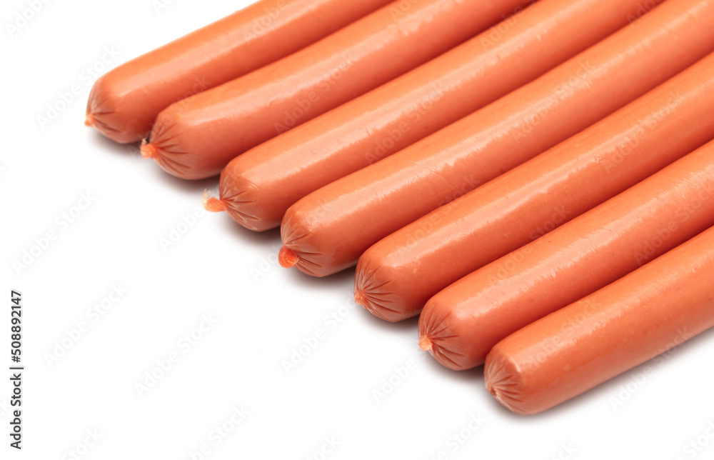 Sausages isolated on white background. Sausages isolated on white background.
