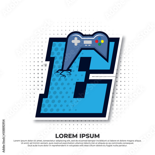 Letter E with game icon, Gaming Console Esport Logo Designs with pop style.