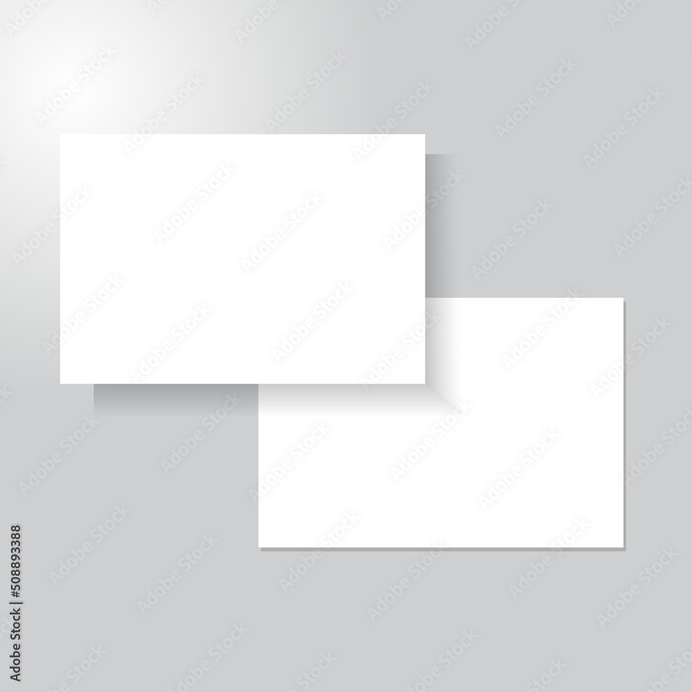 Blank business card, postcard with soft shadows.
