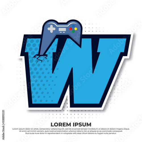 Letter W with game icon, Gaming Console Esport Logo Designs with pop style.
