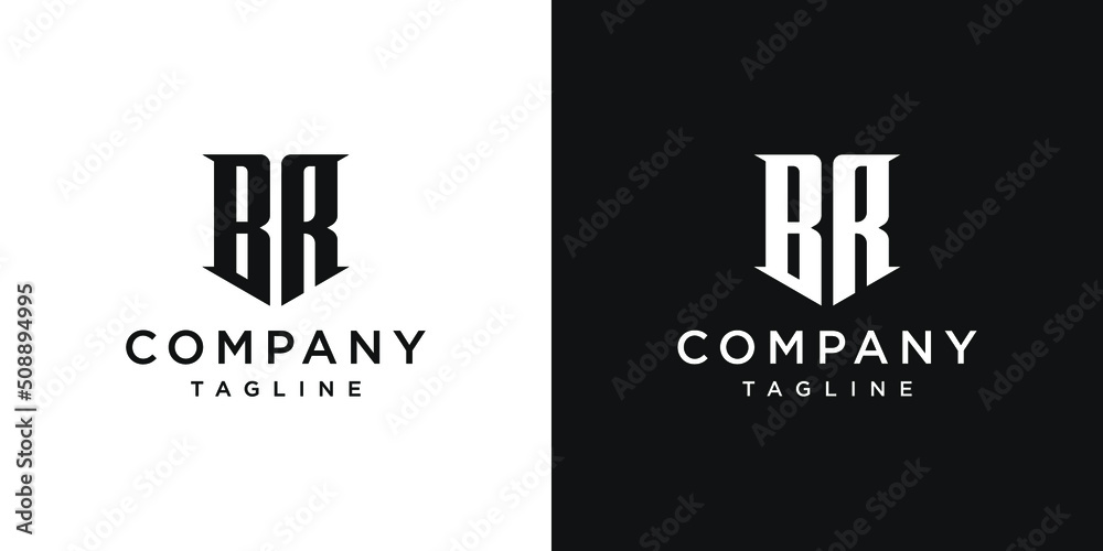 Creative Vintage Letter BR Monogram Logo Design Icon Template White and Black Background - obrazy, fototapety, plakaty 