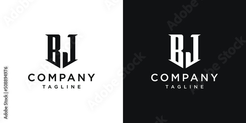 Creative Vintage Letter BJ Monogram Logo Design Icon Template White and Black Background