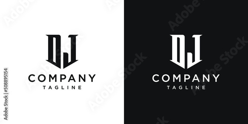 Creative Vintage Letter DJ Monogram Logo Design Icon Template White and Black Background