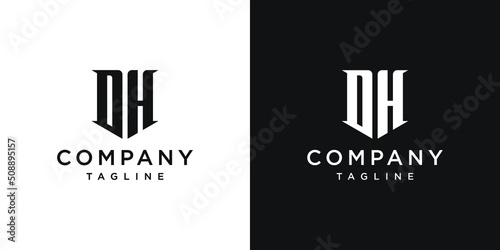 Creative Vintage Letter DH Monogram Logo Design Icon Template White and Black Background