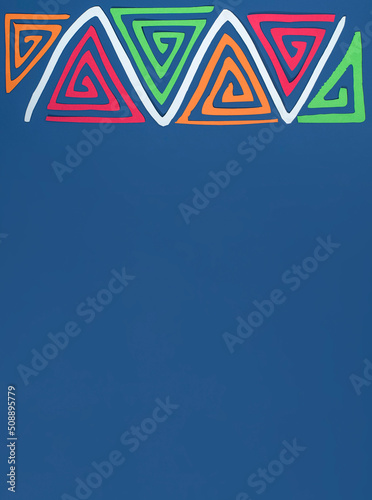 Creative paper craft Hispanic heritage month flat lay with traditional Guna people  textile design elements