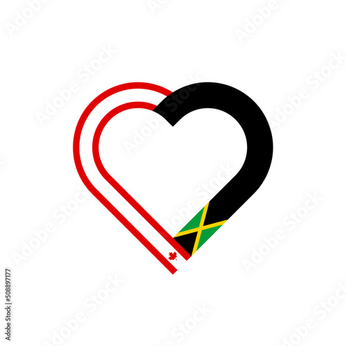 unity concept. heart ribbon icon of canada and jamaica flags. vector illustration isolated on white background