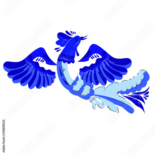 Folk motif gzhel ornament. Traditional Russian decorative painting. White and blue color.Vector illustration.