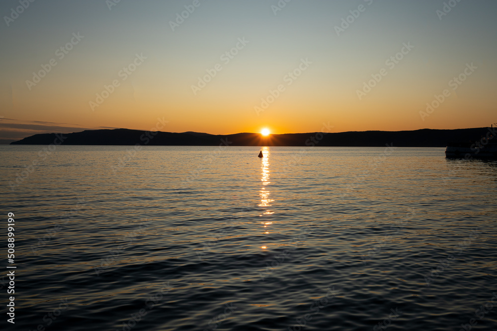 Summer sunset on Lake Baikal Siberia.