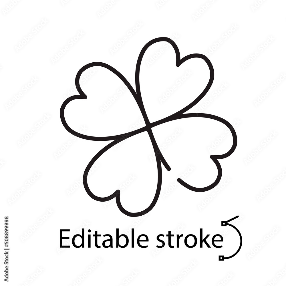 Lucky clover outline icon. Four leaves. Casino idea. Winner concept. Editable stroke. Isolated vector illustration Lucky clover outline icon. Four leaves. Casino idea. Winner concept. Editable stroke. Isolated vector illustration