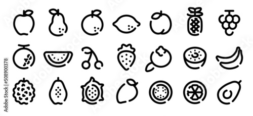 Fruits icon set (Soft bold line version)