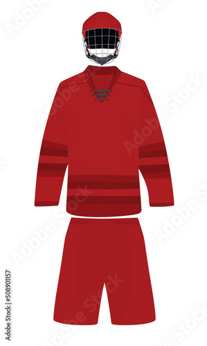 Red ice hockey jersey. vector illustration