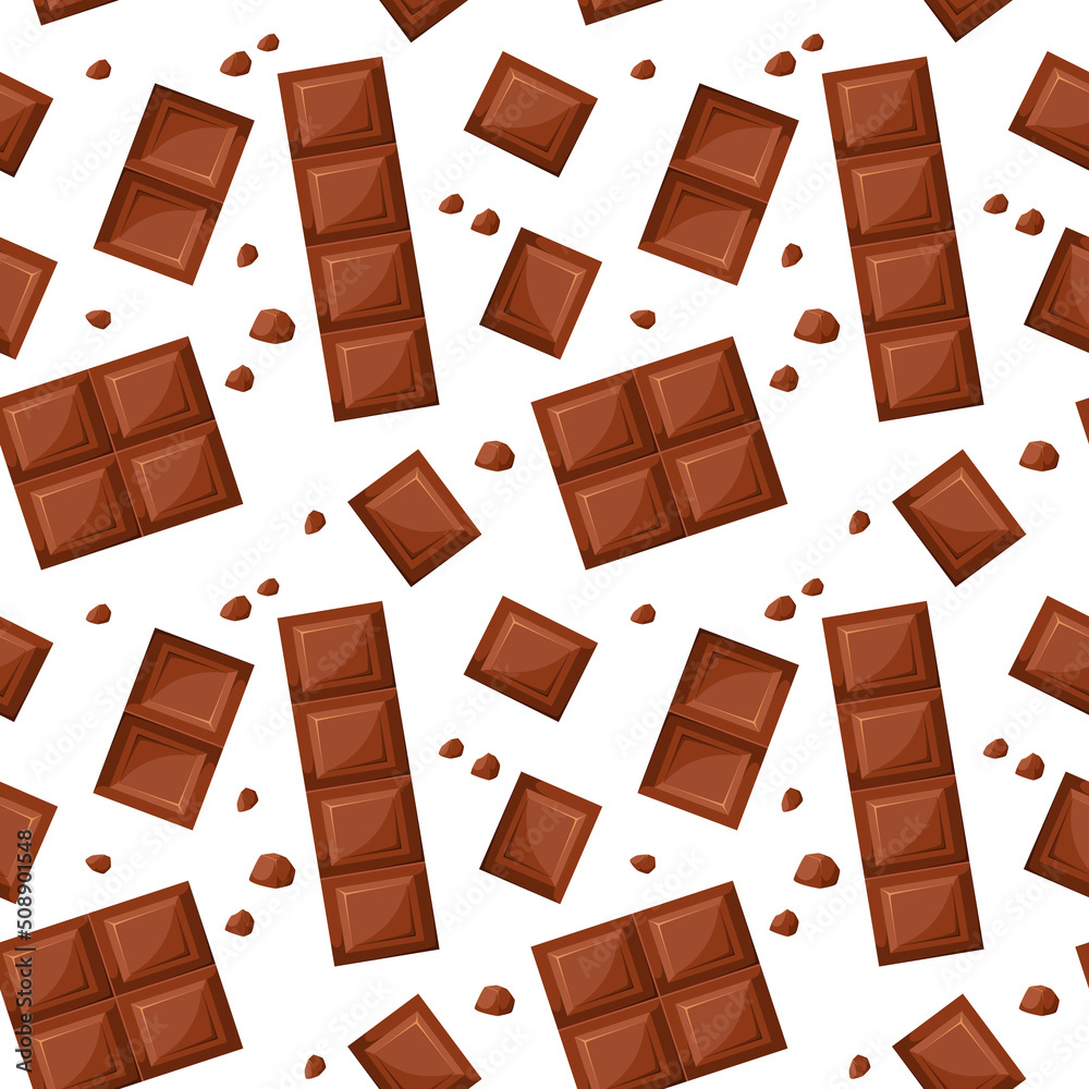 Seamless pattern with chocolate bars. Cartoon design.
