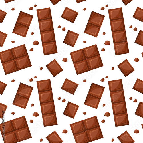 Seamless pattern with chocolate bars. Cartoon design.
