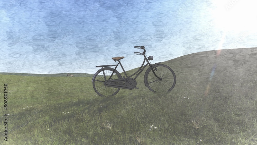 retro bike with nature background