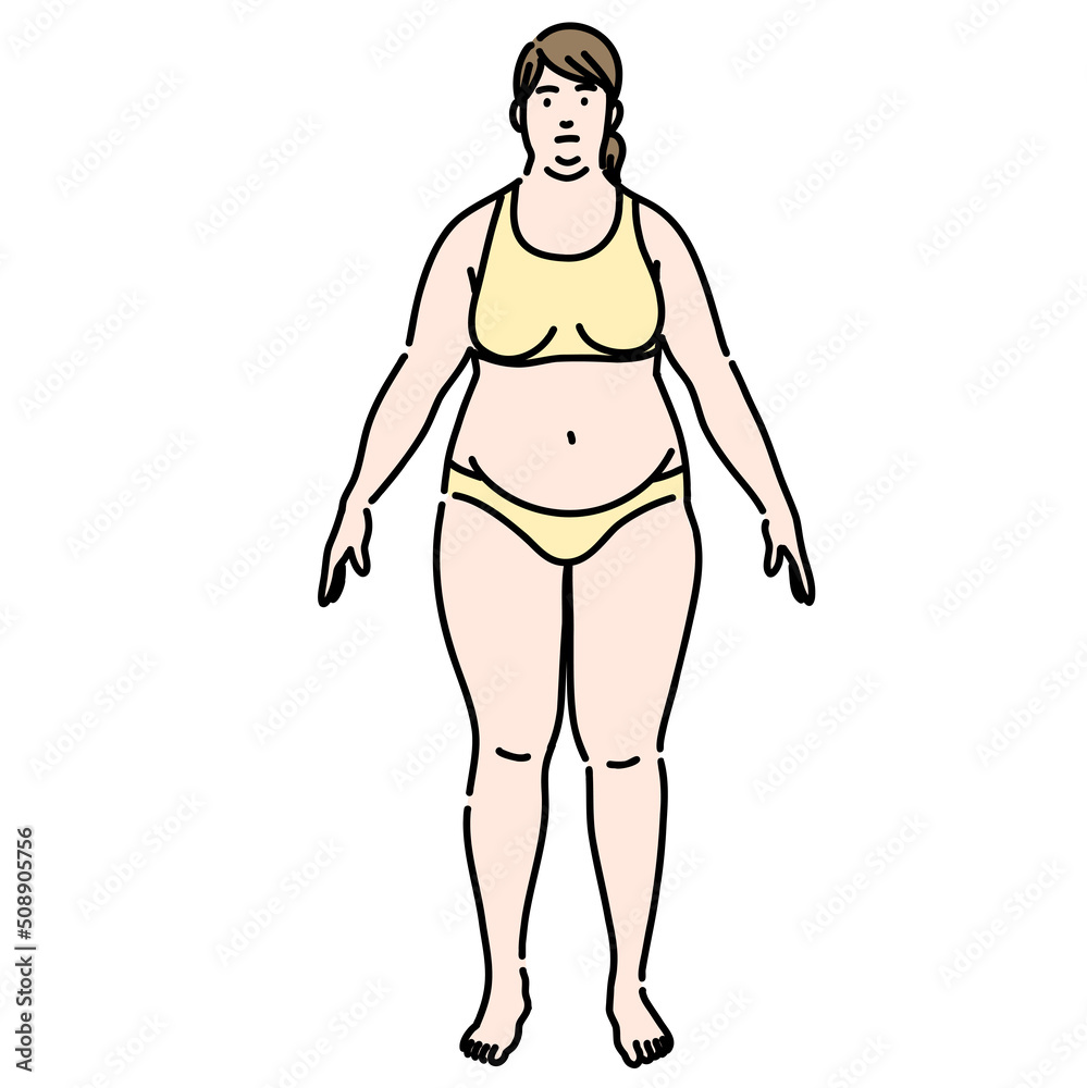 下着を着た肥満体型の若い女性