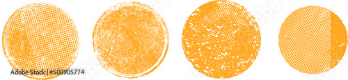 Grunge post Stamps Collection, Circles. Yellow sun . Japanese style . Banners, Insignias , Logos, Icons, Labels and Badges Set . vector distress textures.blank shapes.