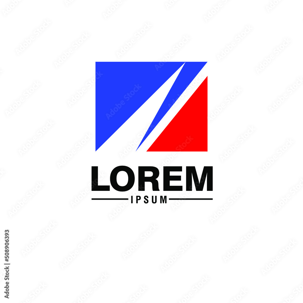 simple geometric logo with Blue & Red color style
