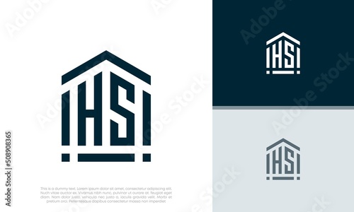 Simple Initials HS logo design. Initial Letter Logo. Shield logo.