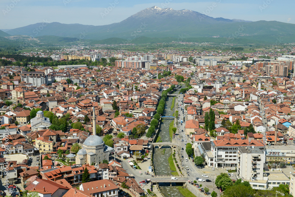 Overview at the town of Prizren in Kosovo