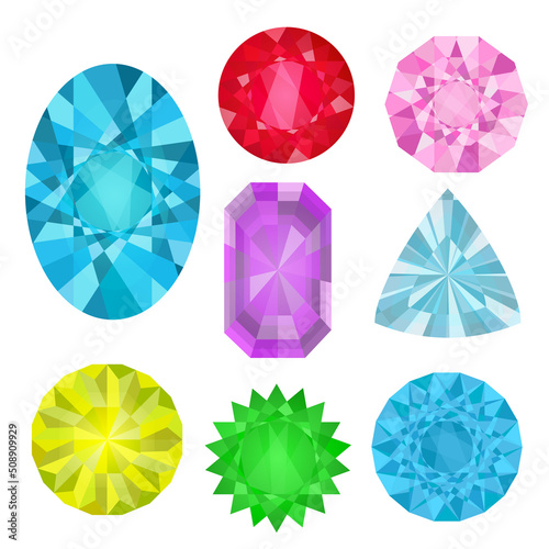 jewelry gem stone sticker set isolated on white