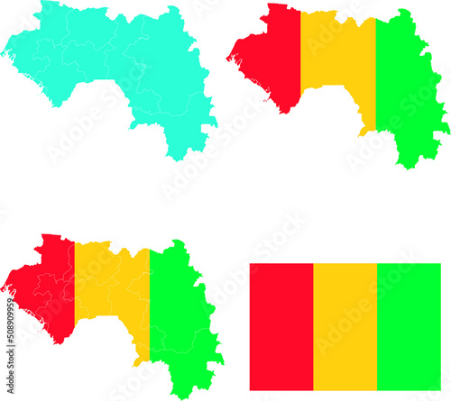 Set of territories of the country with the flag of Guinea