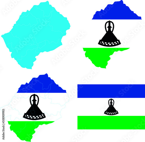Set of territories of the country with the flag of Lesotho